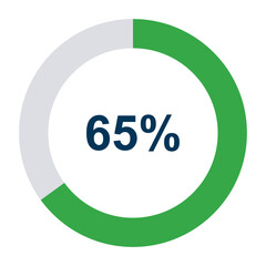 Information round diagram 65 percent icon, infographic graphic pie design, marketing vector illustration .