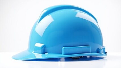Fototapeta premium Blue Hard Hat Isolated On White
