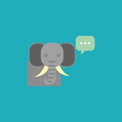 Flat Elephant Head Character with Speech Bubble, perfect for children’s books, educational materials, digital content, apps, and posters.