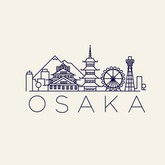 Obraz premium line art city osaka vector