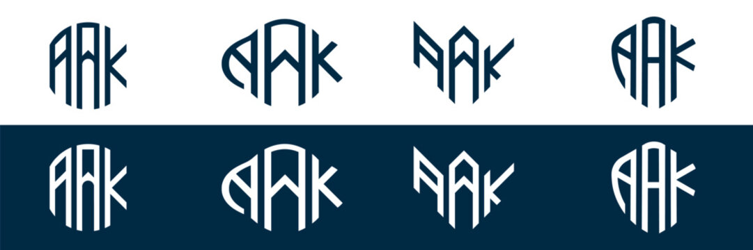 AAK letter logo design in FOUR different style