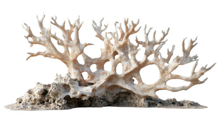 Bleached corals indicate changing environmental conditions on a transparent background.