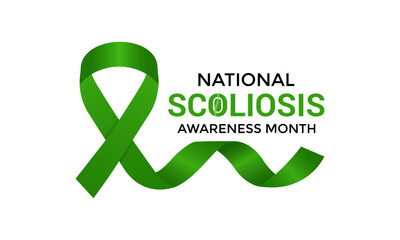 Scoliosis Awareness Month health awareness Realistic ribbon Banner and background design template. Observed yearly in June. EPS 10 Vector design.