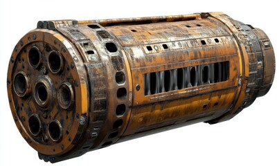 Rusty industrial cylindrical machine isolated