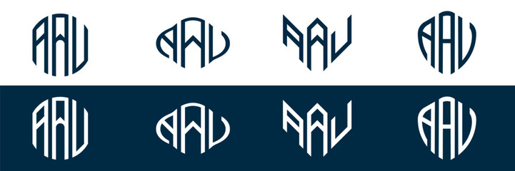 AAU letter logo design in FOUR different style