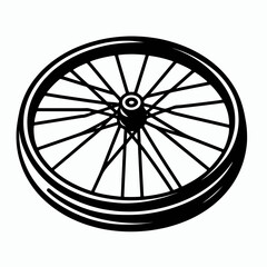 Fototapeta premium very simple flat and single minimalist Bicycle Rim Silhouettes in black on a white background