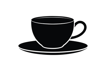 A coffee cup with saucer icon silhouette art design.eps