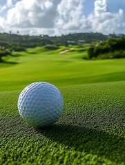 Fototapeta premium Golf Ball on Green Course (1)