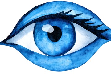 Blue Artistic Eye Illustration in Watercolor Style for Creative Projects