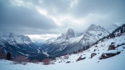 Obraz premium Winter Snowscape In Canadian Rockies Landscape
