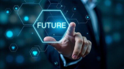 Man Touching Future Technology Screen Interface