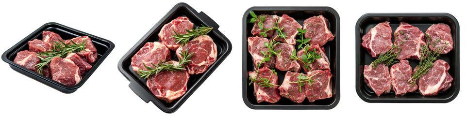 Fototapeta premium Fresh Cuts of Lamb Garnished with Herbs.