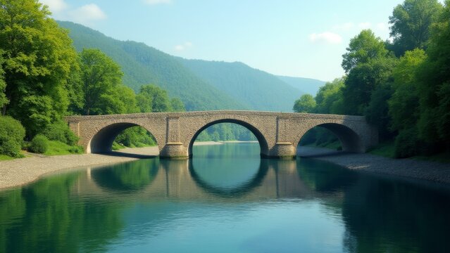 Old Stone Bridge Crossing Drina River