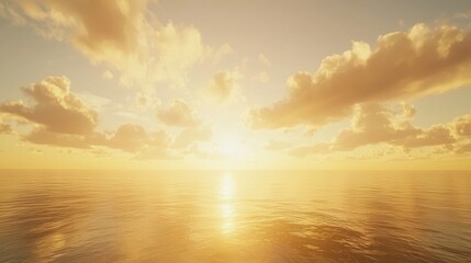 Obraz premium Golden Hour Sunset over Calm Ocean