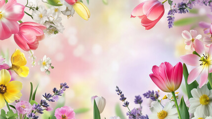 spring floral wallpaper with a soft, pastel-colored background