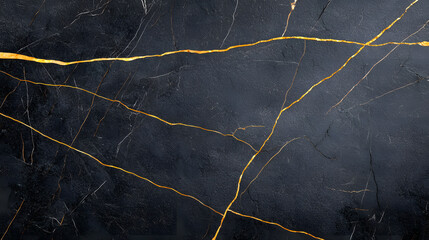 Abstract dark black marble texture with gold veins