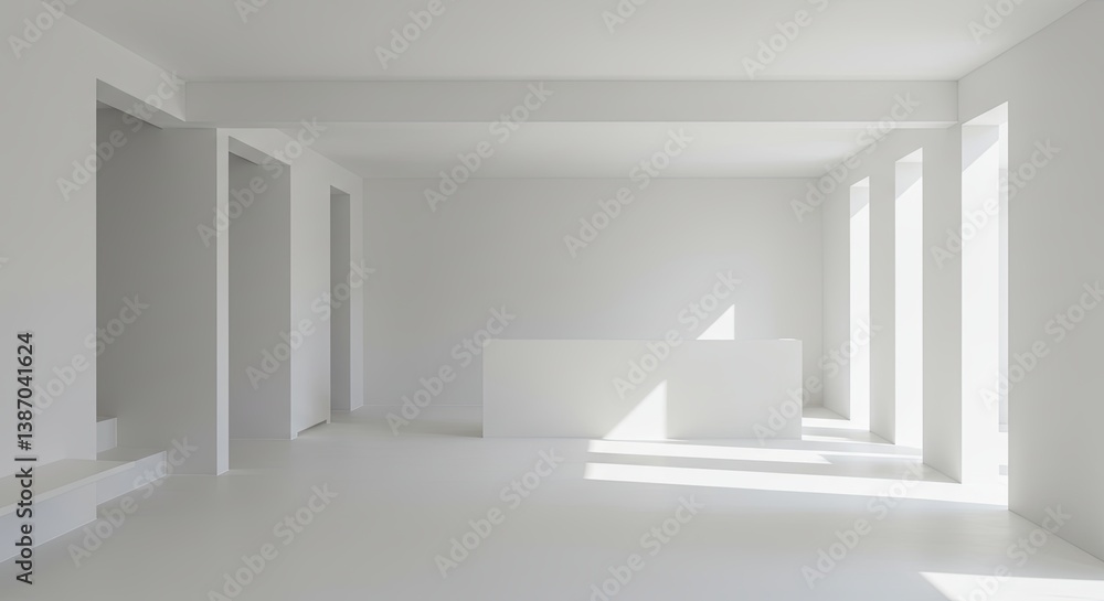 Poster an empty room with white and gray walls