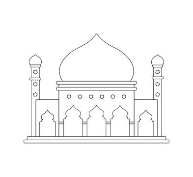 black and white mosque building outline clip art preview