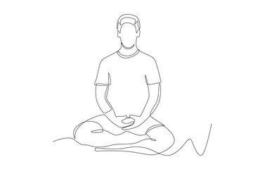 A man meditating. Meditation concept one-line drawing