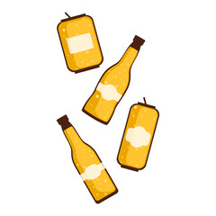 Alcoholic Drinks Vector Illustration Set, Beer Glass, Tones, Foam, Craft Beer, Brewery, Celebration, Party, Happiness. Collection of Different Types of Beer Glasses, Isolated for Graphic Background.