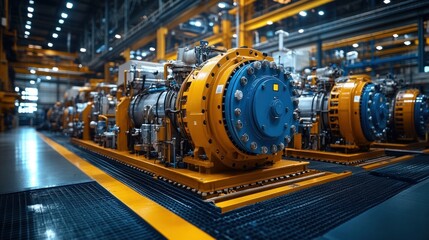 Obraz premium Industrial Machinery in Factory Setting: High-Tech Manufacturing