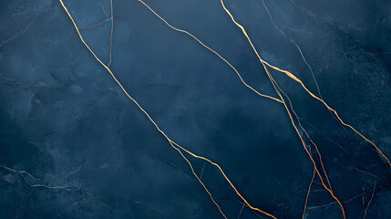 Abstract dark blue marble texture with gold veins