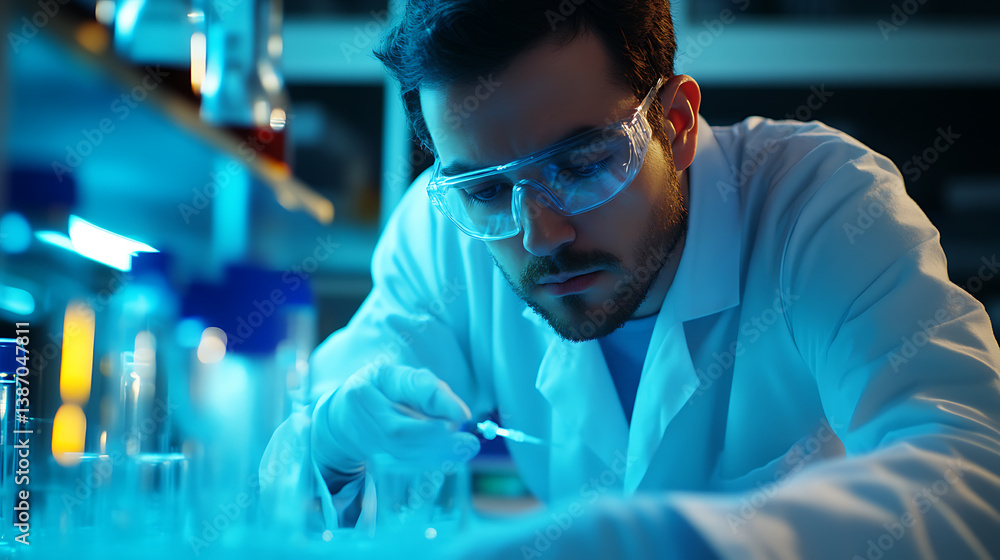 Wall mural a biochemist developing targeted drug delivery systems using nanotechnology, high-tech lab with real