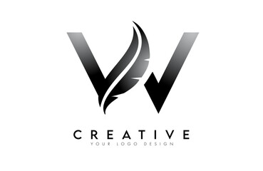 W feather Letter Logo. Creative icon of letter W alphabet concept Vector