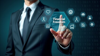 Man Activating Financial Freedom Digital Interface