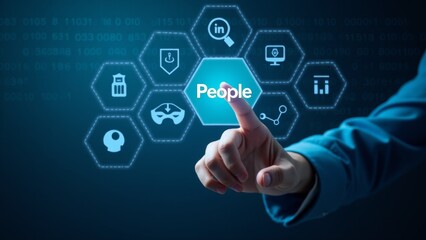 Person Touching People Button On Screen