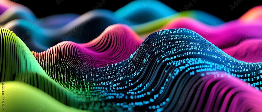 Poster abstract visualization of data flow in digital space