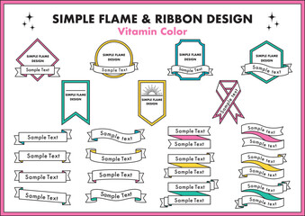 シンプルな飾り枠セット/SIMPLE FLAME & RIBBON DESIGN