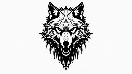 Fototapeta premium Monochrome Wolf Head Detailed Vector Artwork
