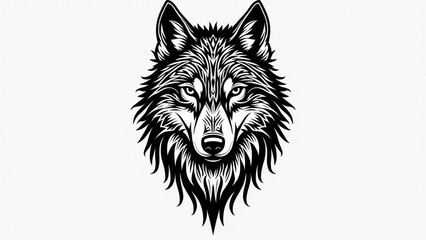 Obraz premium Wolf Head Vector Illustration Black And White
