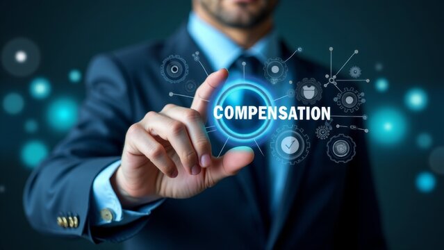 Compensation, Technology, And Business Person's Touch - Powered by Adobe