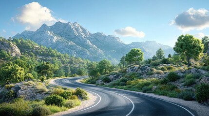 Fototapeta premium Curved road through a mountain landscape