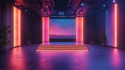 customized, virtual, event, studio, 3D, design, digital, interactive, space, modern, technology, conference, immersive, realistic, virtual reality, environment, backdrop, creative, professional, event