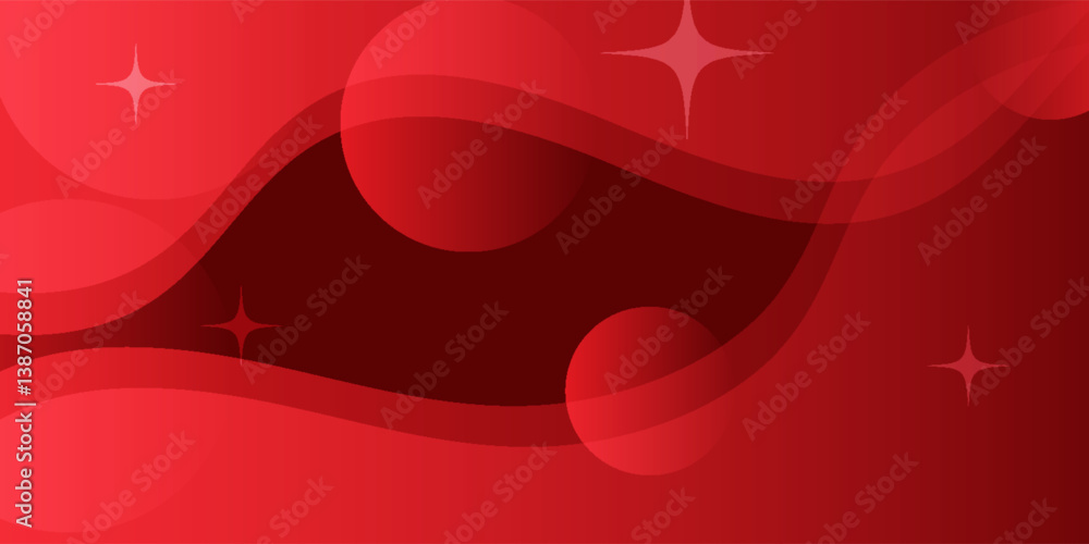 Poster red abstract background. dynamic shapes composition.
