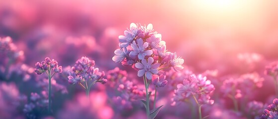 Naklejka premium Blossoming Field at Sunrise