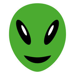 Friendly Green Alien Face with Large Eyes and Subtle Smile