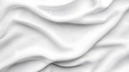 Fototapeta premium Gathered and folded wavy texture of white linen fabric background