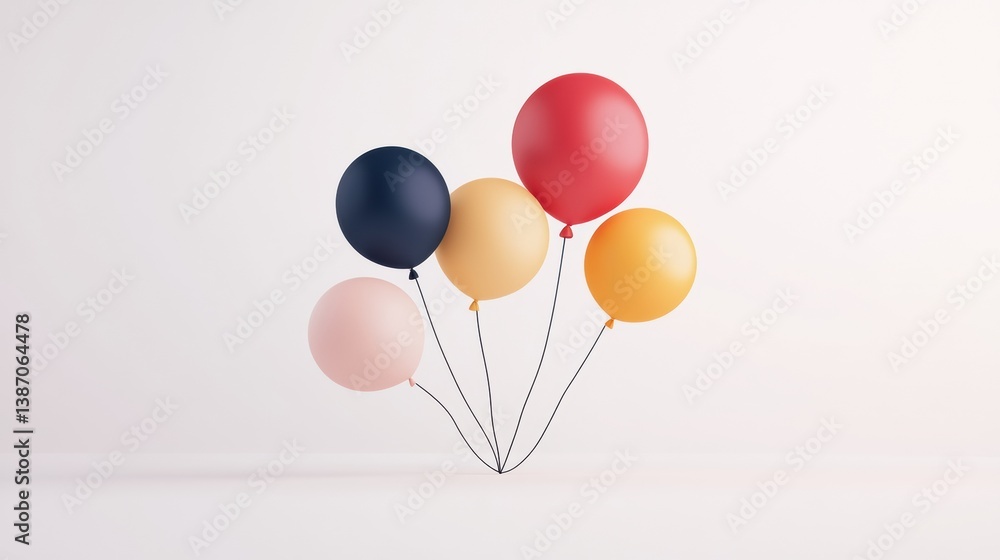 Poster Floating balloons create a festive atmosphere in a minimalist flat design with smooth gradients and clean modern aesthetic for celebrations and events