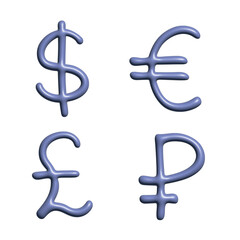 3d multiple currencies symbol set Dollar euro pound ruble