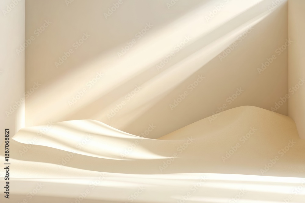 Poster minimalist sand dunes under gentle shadows create a calming atmosphere in a neutral beige desert lan