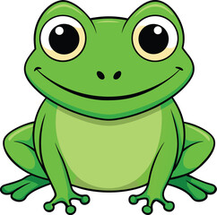 Happy Green Frog Cartoon - Vector Illustration