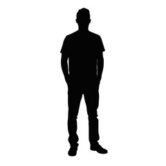 Silhouette of a casual man standing in black and white, minimalism