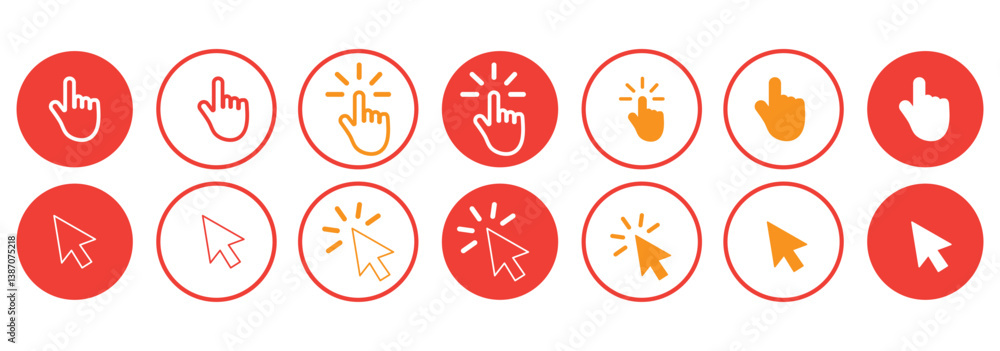 Leinwandbilder computer mouse click cursor gray arrow icons set and loading icons. cursor icon. vector illustration