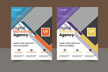 A bundle of thirteen template of different color a4 flyer template, corporate business flyer template design set, flyer in A4 with colorful business proposal, promotion, advertise.