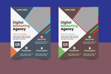 A bundle of thirteen template of different color a4 flyer template, corporate business flyer template design set, flyer in A4 with colorful business proposal, promotion, advertise.