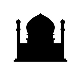 Elegant Black Mosque Silhouette with Minarets for Religious Projects and Islamic Artworks.